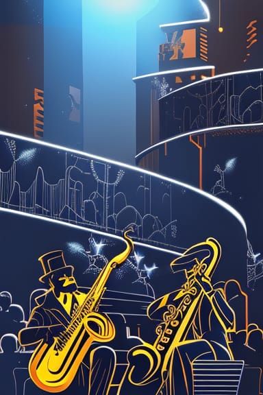 Dark Fantasy Jazz Concert Poster in Flat Design Style