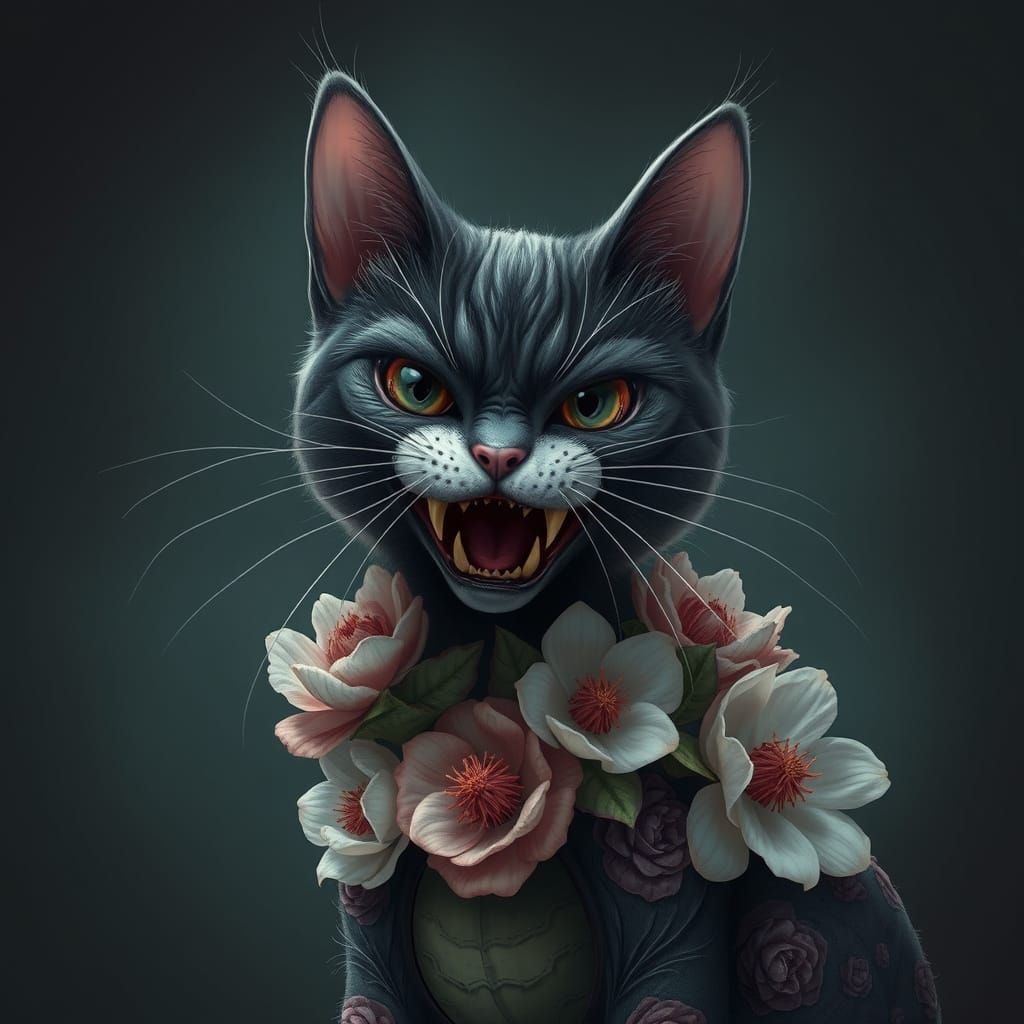 Eerie Floral Beast with Demogorgon Face