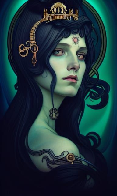 Queen Scorpio Portrait in Spiritual Art Style