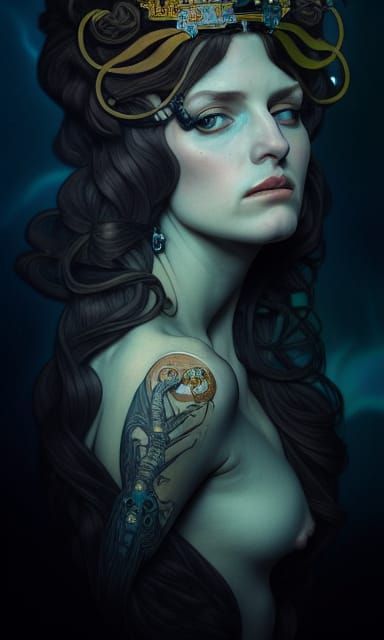 Queen Scorpio Portrait in Art Nouveau Style