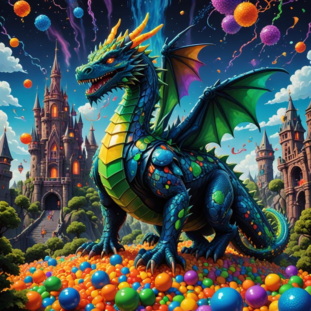 Vibrant Surreal Castle Rises Above Swirling Lava in Triadic ...