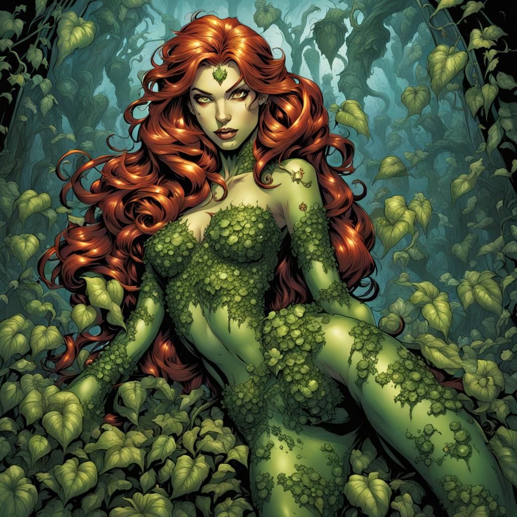 Hyperrealistic Poison Ivy as a Harem Girl in Comic Book Styl...