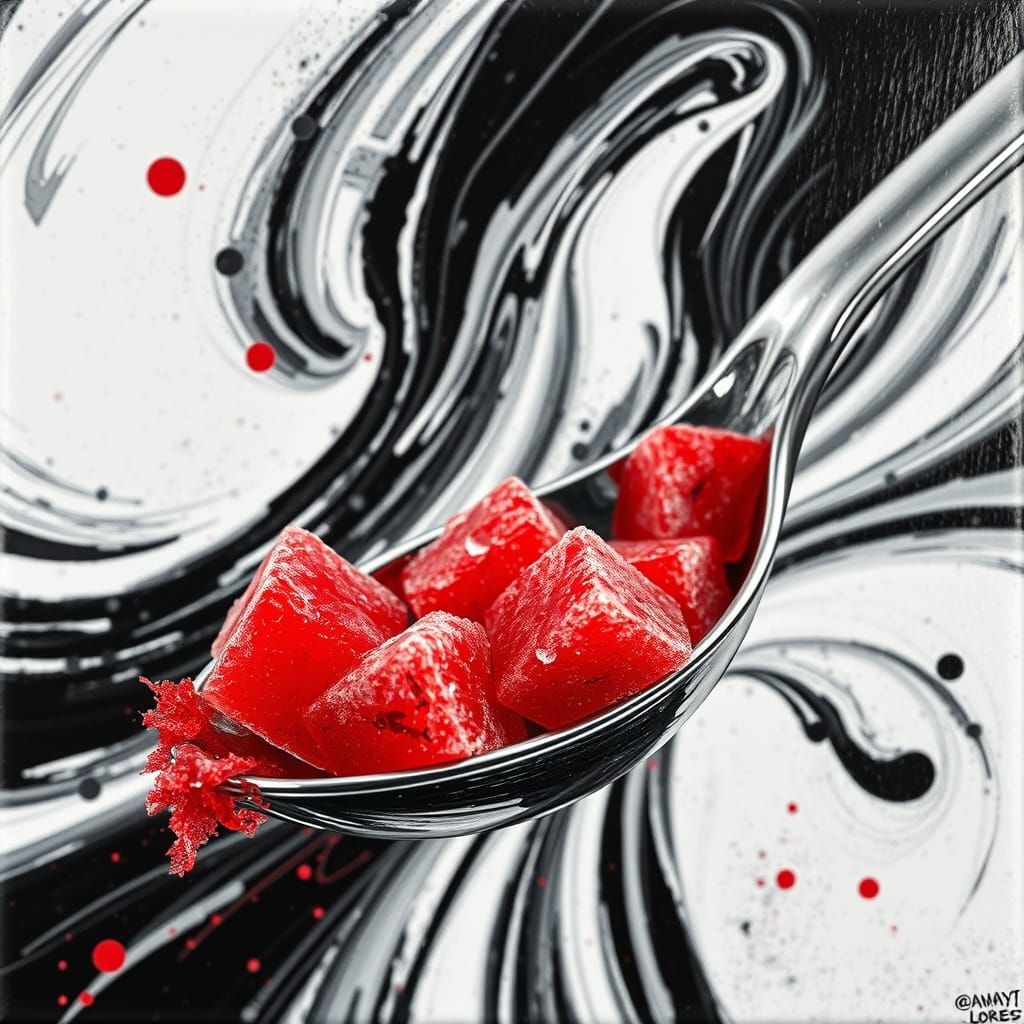 Red Sugar Cubes in Graffiti Art Style