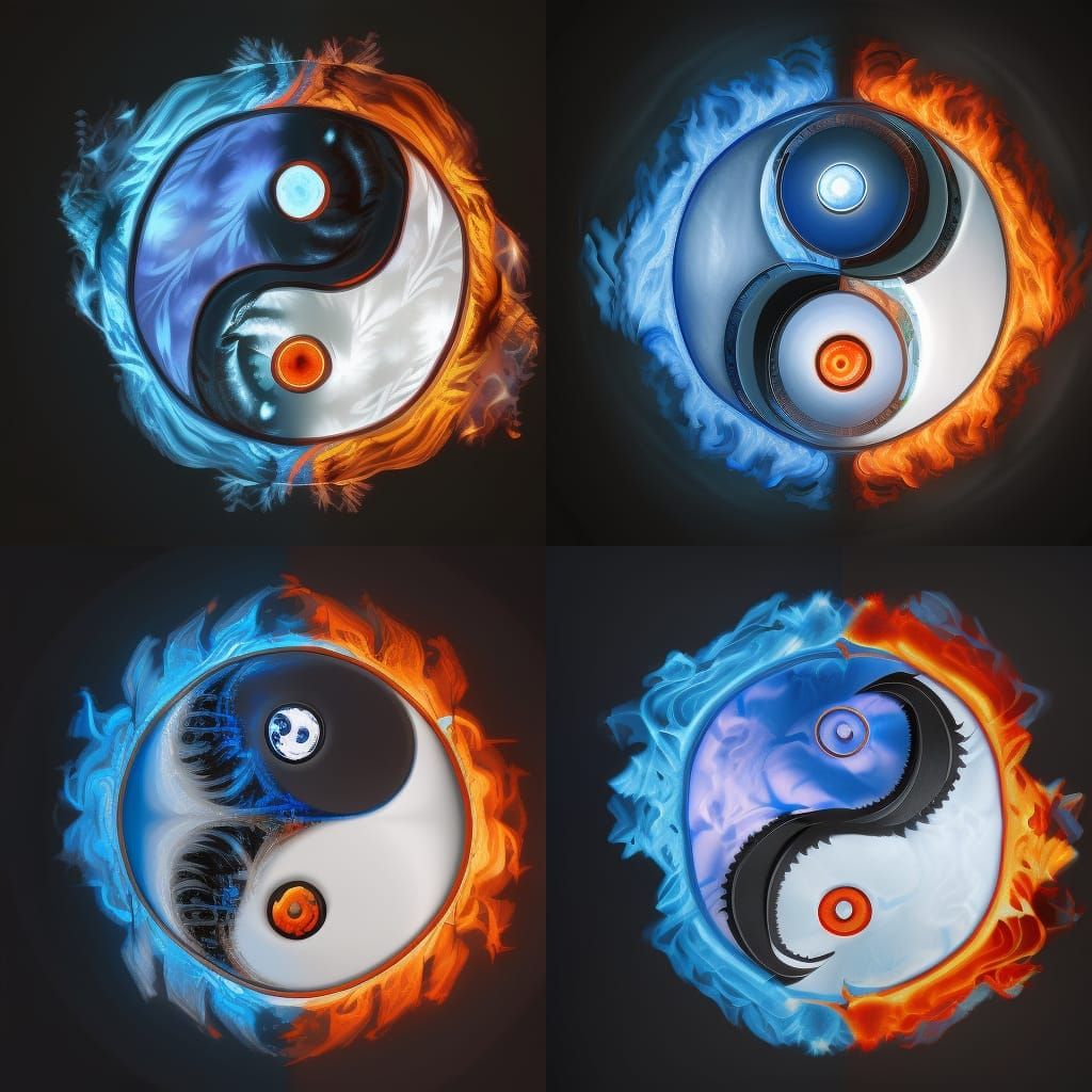 Surreal Cyberpunk Yin Yang Symbol