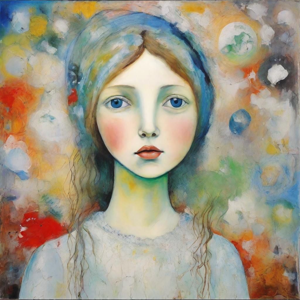 A Young Girl Stands in Deep Snow, Surrounded by Whimsy