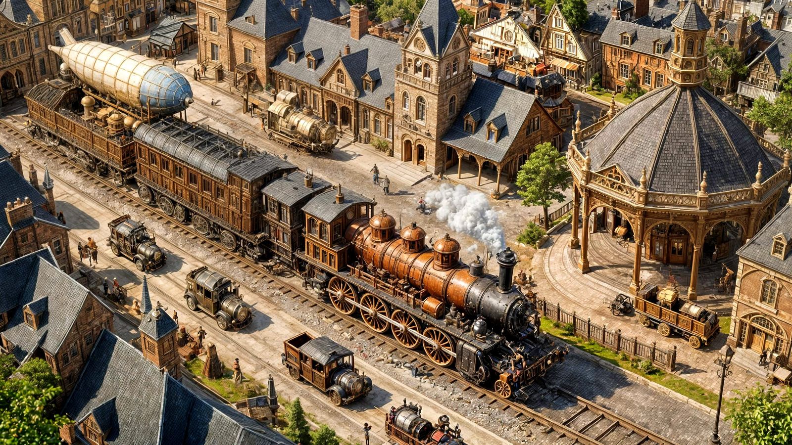 Steampunk Victorian Town Diorama From Above