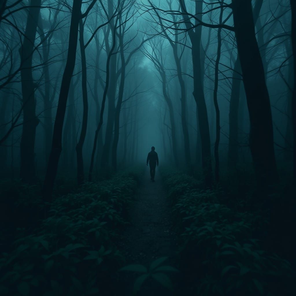Mysterious Forest Encounter in Hyperrealistic Style