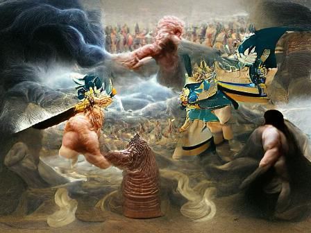 The battle between the gods