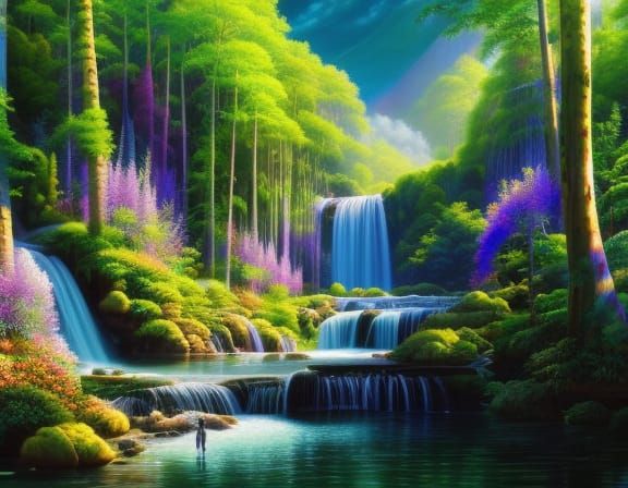 Hyperrealistic Garden of Eden Painting in Photorealistic Sty...