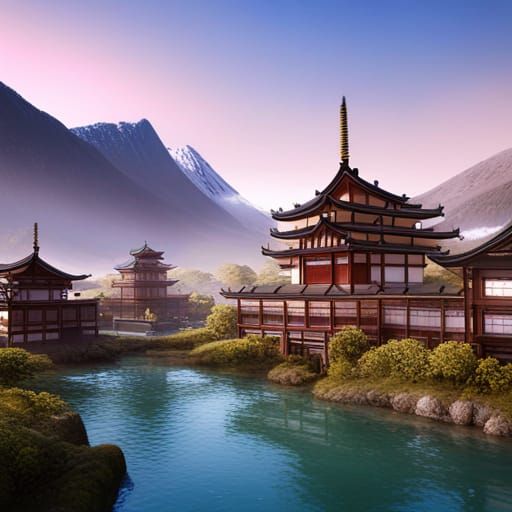 Vibrant Japanese Fantasy Landscape