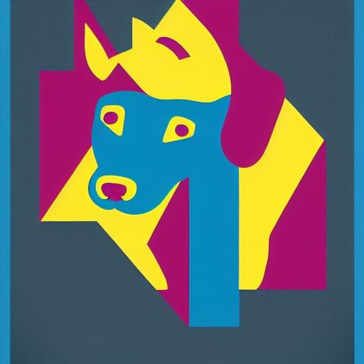 Playful Pop Art Canine in Triadic Harmony