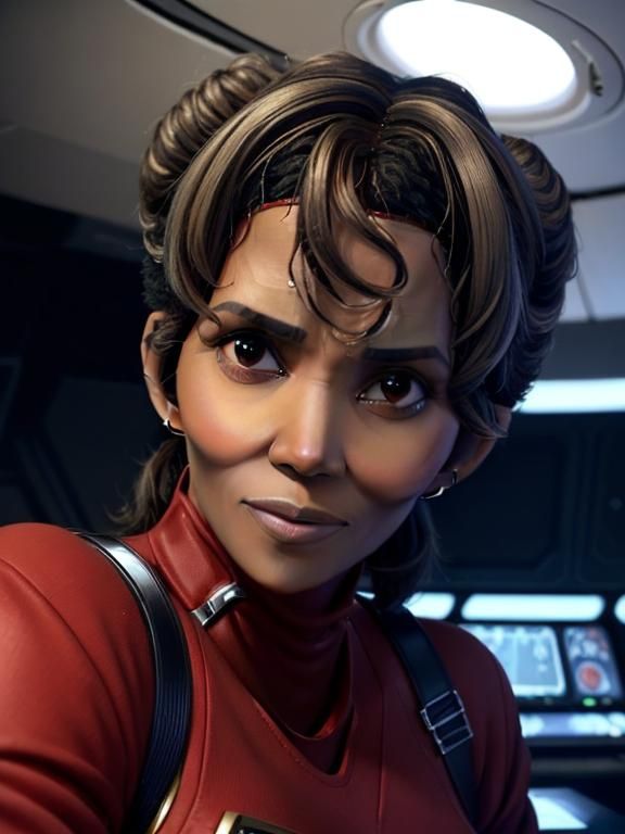 Halle Berry as Nyota Uhura in 1966-Style Star Trek Uniform