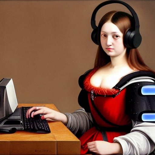 Renaissance Gamer Girl Waifu Portrait