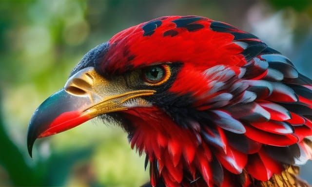 Menacing Red Eagle Portrait in Digital Art Style