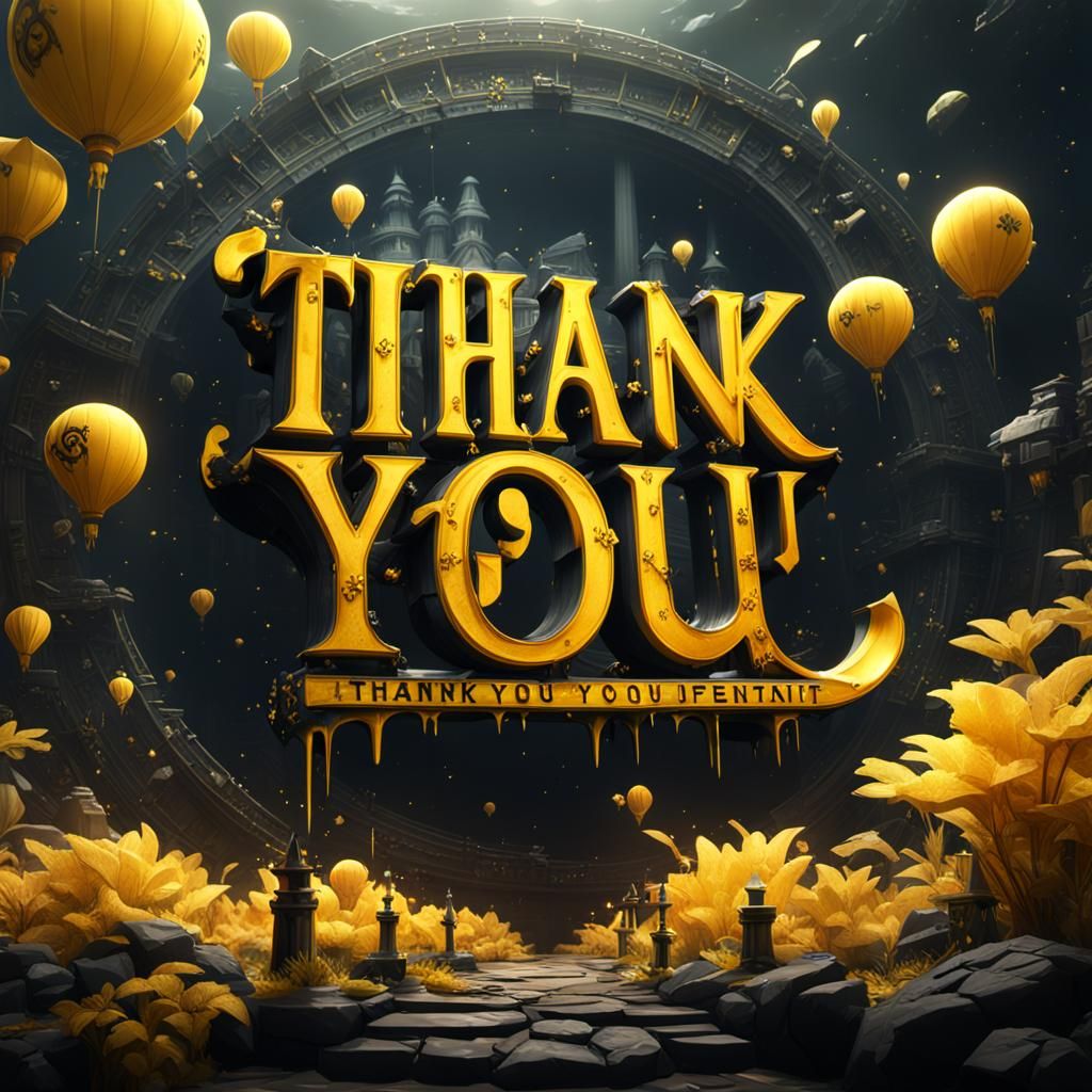 Vibrant Yellow and Black 3D Lettering with Fantastical Detai...