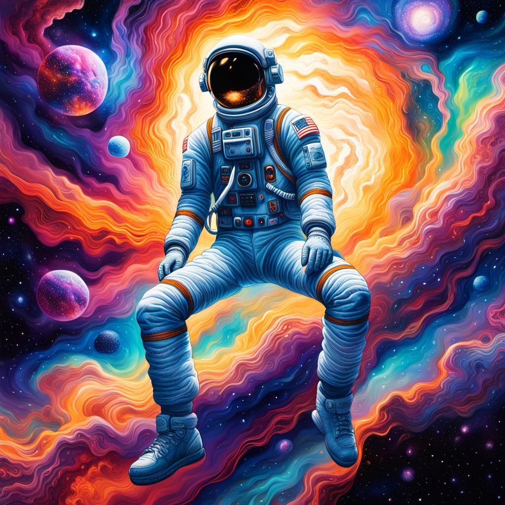 Ethereal Astronaut in Cosmic Dreamscape