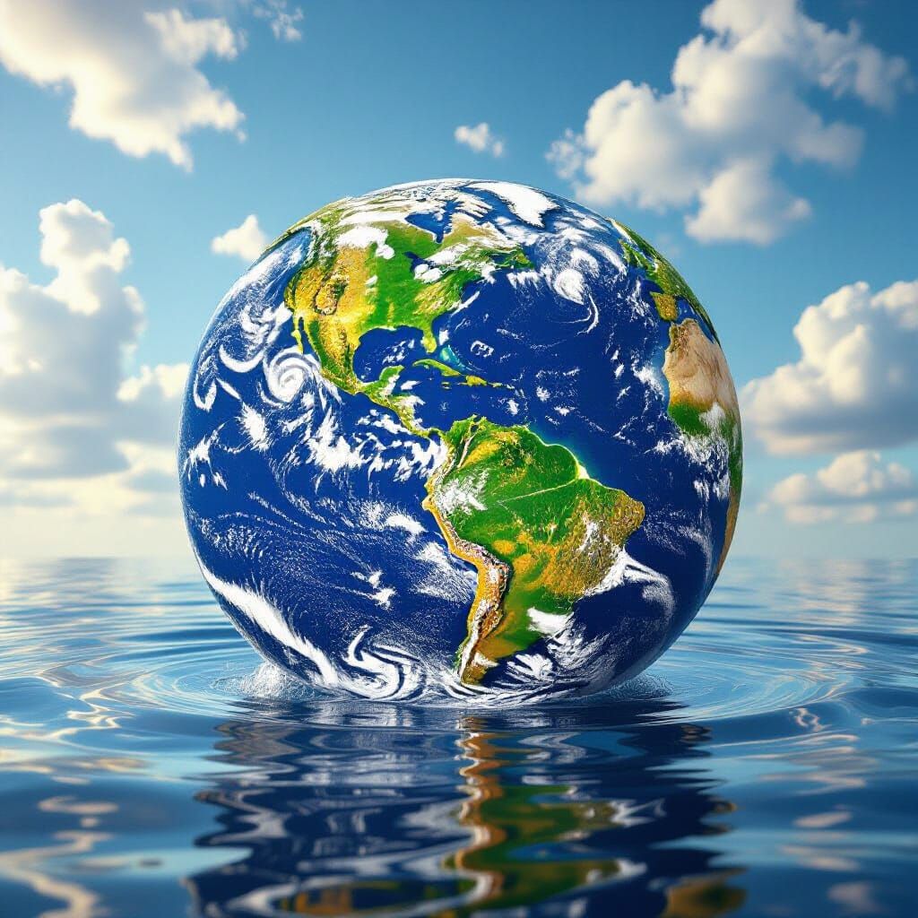 Vibrant Liquid Earth Globe with Molten Gold Continents