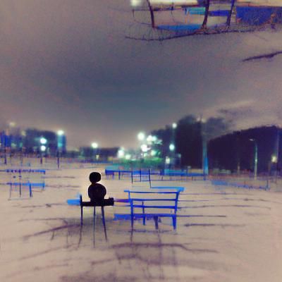 Abstract Portrait of Solitude in Neon Lights