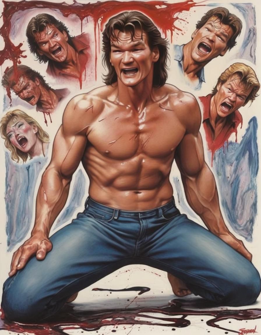 Surreal Action Hero in a Splattered Expressionist Landscape