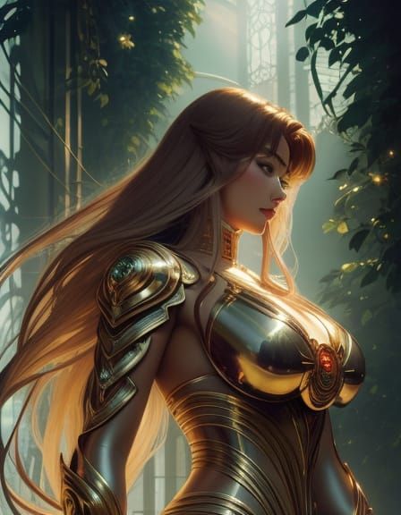 Sailor Moon in Art Nouveau Style with Metallic Body