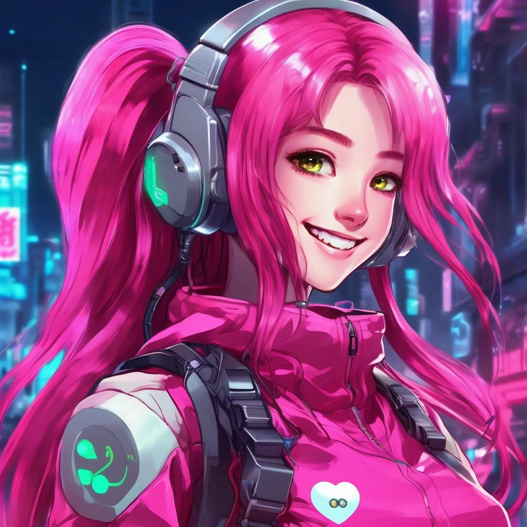 Cyborg Goddess in Radiant Hot Pink, Inspired by Anime