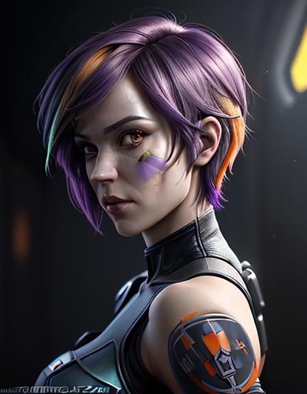 Sabine Wren Reimagined in Vibrant Cyberpunk Style