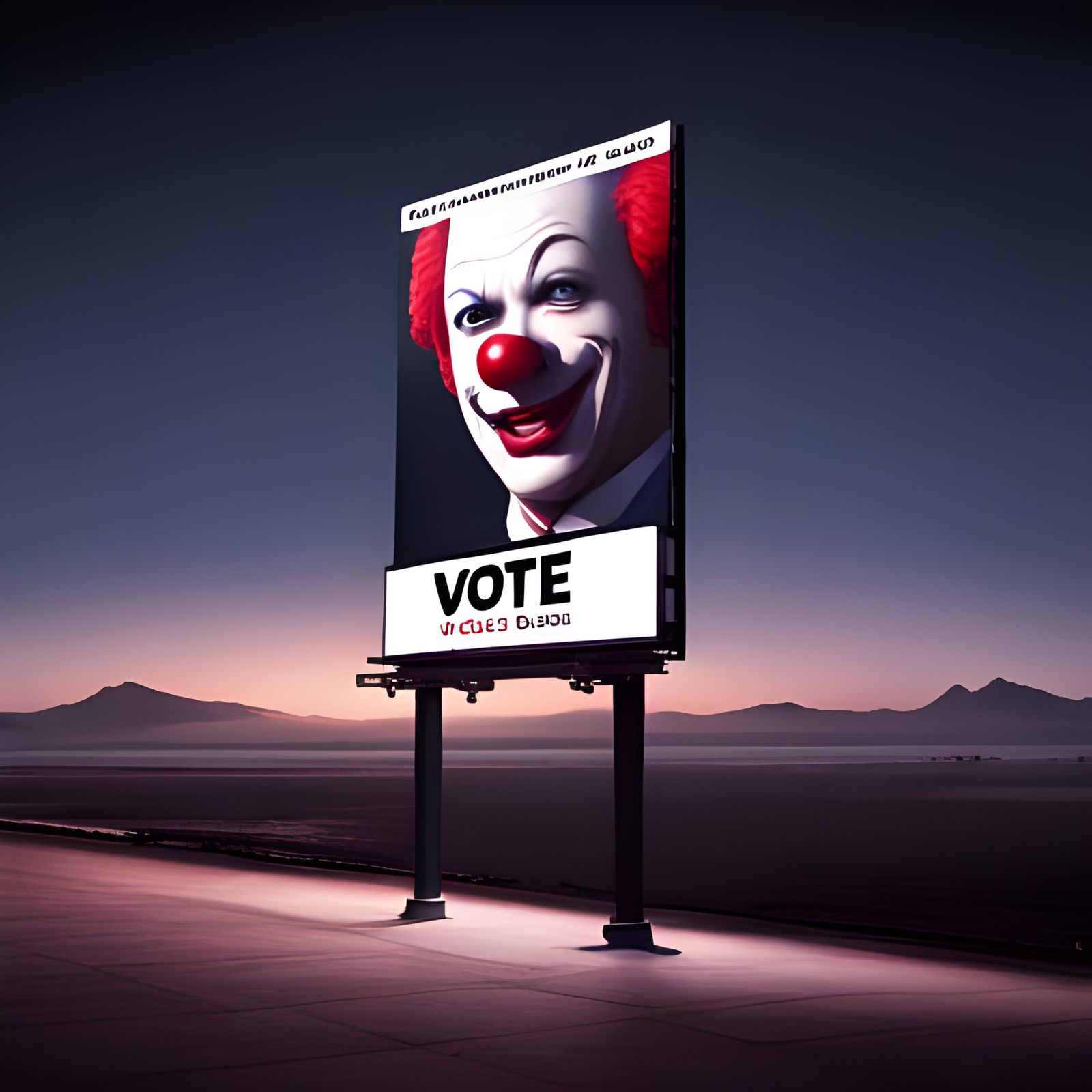 Political Billboard with Clown Portrait: Vote For Me