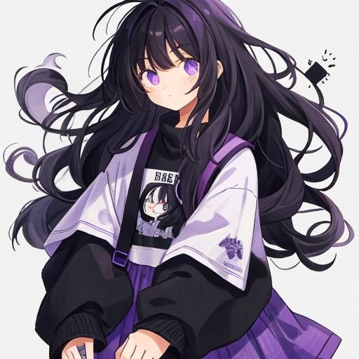 Sleepy Teenage Girl with Purple Hair