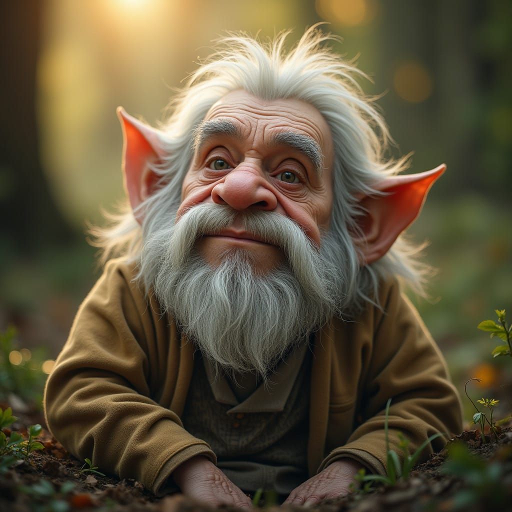 Surreal Elderly Male in Whimsical Landscapes with Hyperreali...