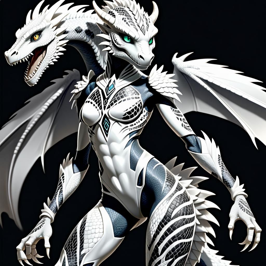 A White Dragon in Anime Style