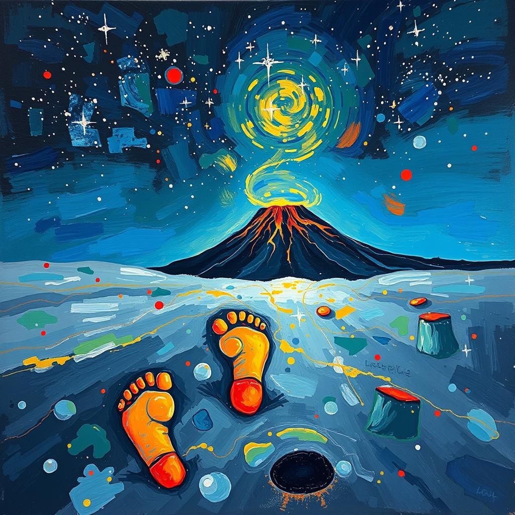 Ancient Volcanic Footprints Under Starry Skies
