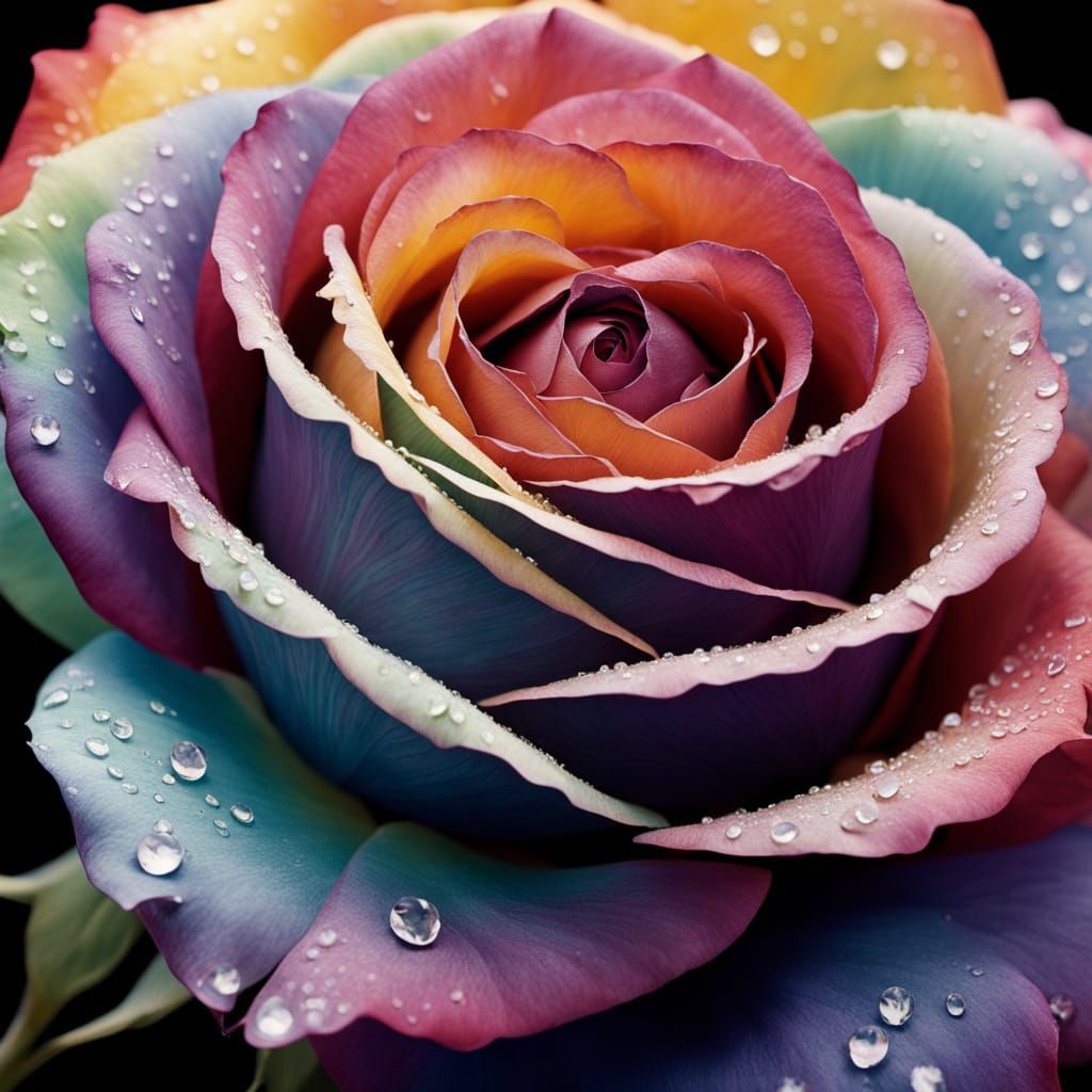 Vibrant Rainbow Rose in Ethereal Beauty