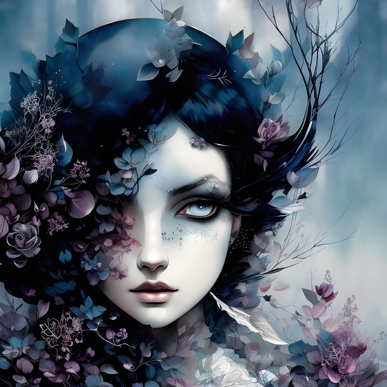 Ethereal Gothic Goddess in Soft Focus