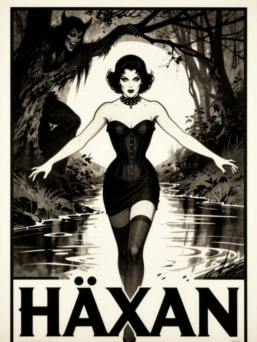 Vintage 1920s Silent Movie Poster for Häxan