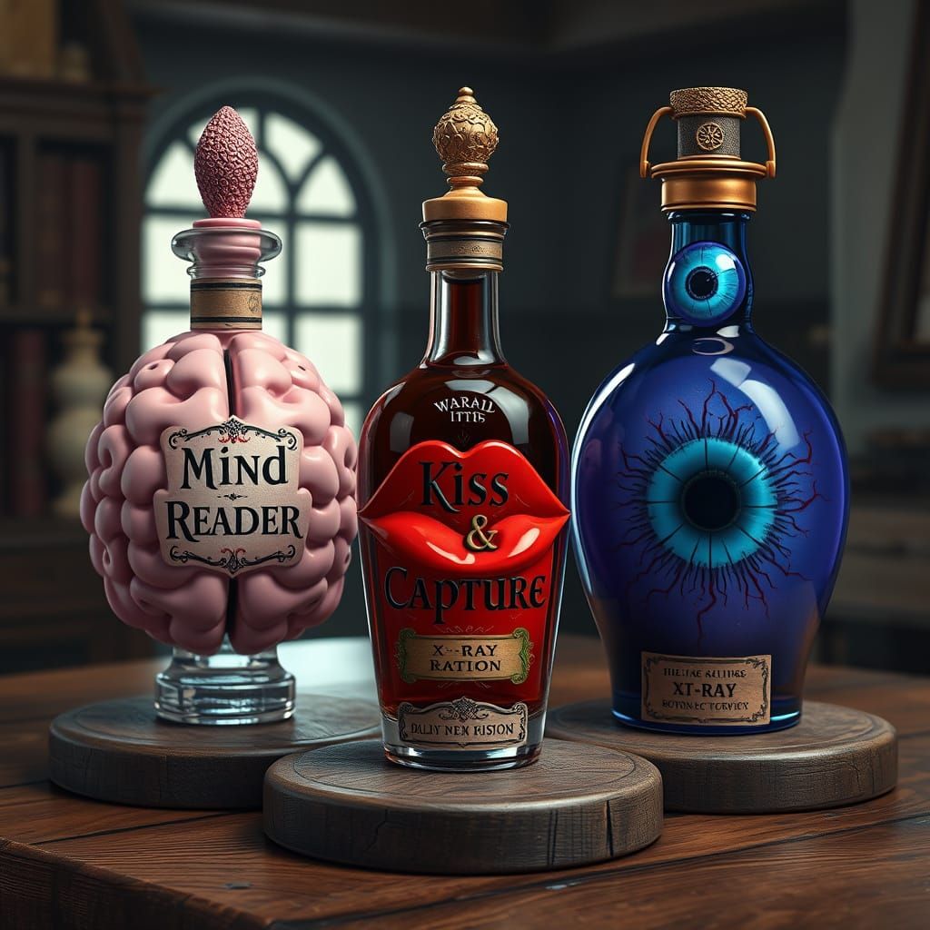 Magical Potions in a Mystical Wizard's Study