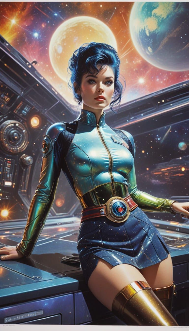 Epic Retro-Futuristic Space Cadet in Action