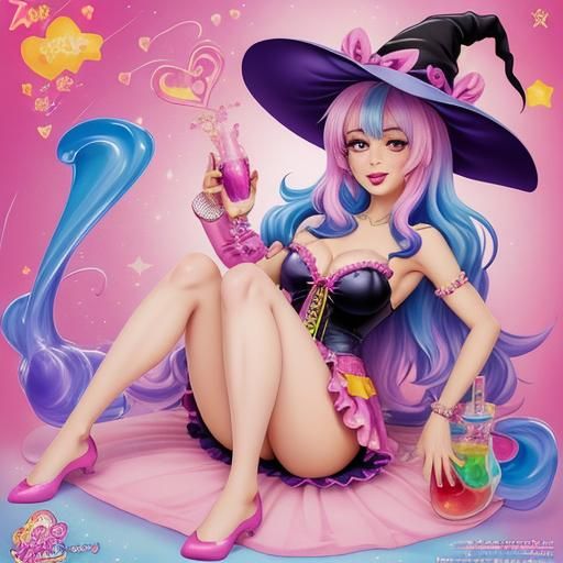 Kawaii Witch Creates Enchanting Love Potion in Anime-Inspire...