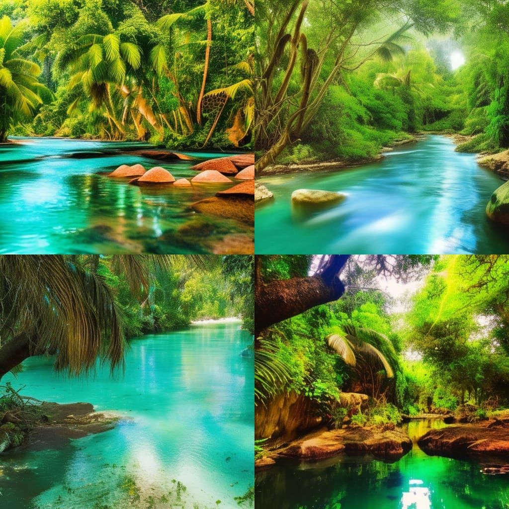 Beautiful oasis River with Beautiful crystal clear water& tropical trees& Nice& sunny& oasis vibes& tropical vibes& Beau...