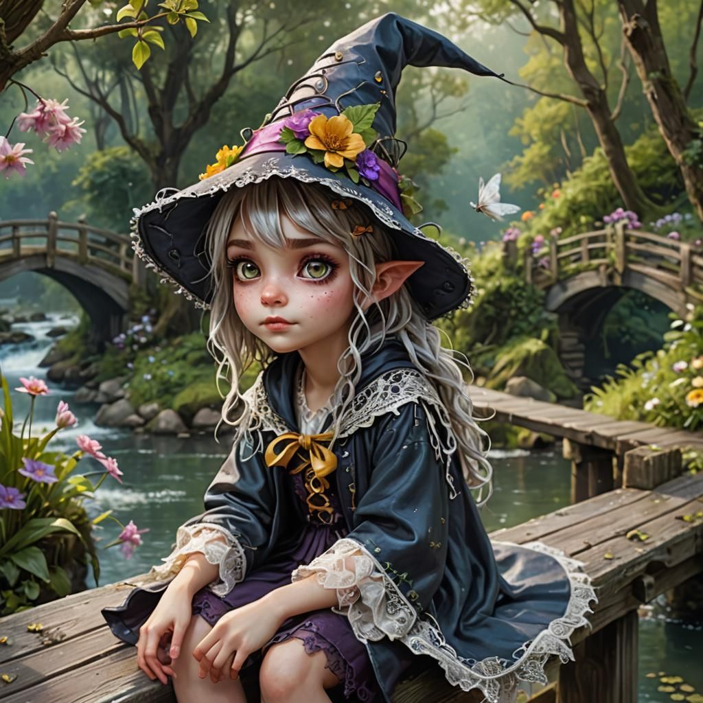 Whimsical Pixie Wizard in Punky Forest Attire