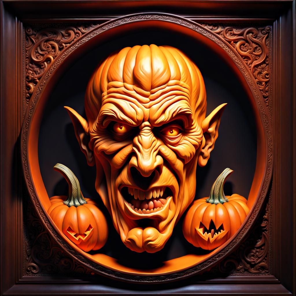 pumpkin carving - face demon