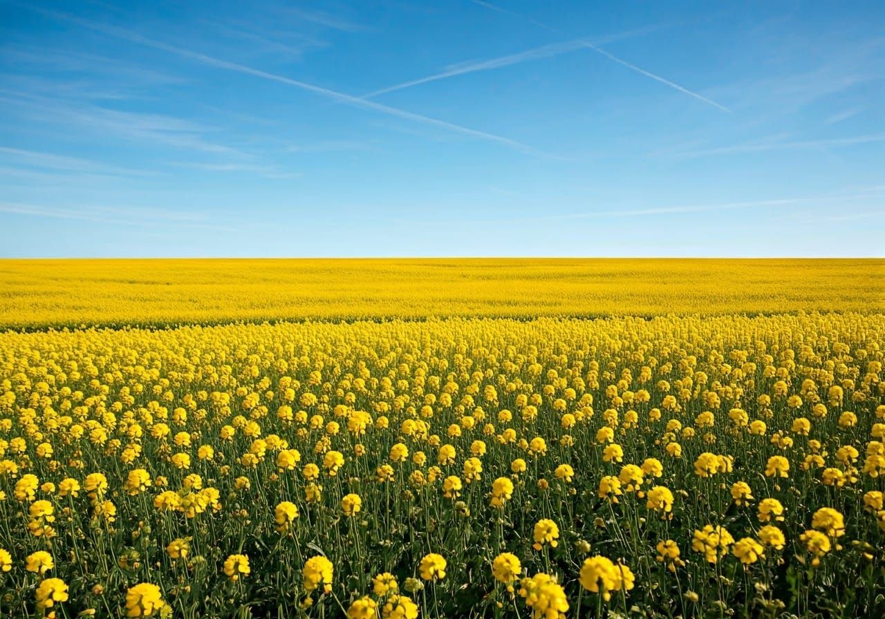 Vibrant Floral Oasis in a Perfect Blue Sky