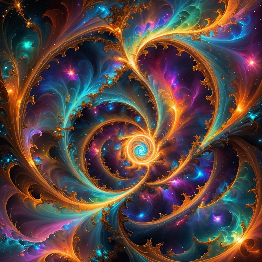 Mesmerizing Cosmic Vortex in Vibrant Oil Painting