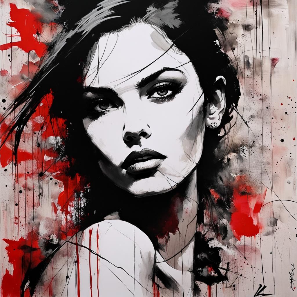 Captivating Girl in Red: A Traditional Media Portrayal