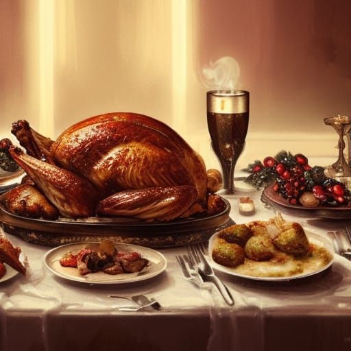Luxurious Christmas Celebration with Opulent Turkey Feast