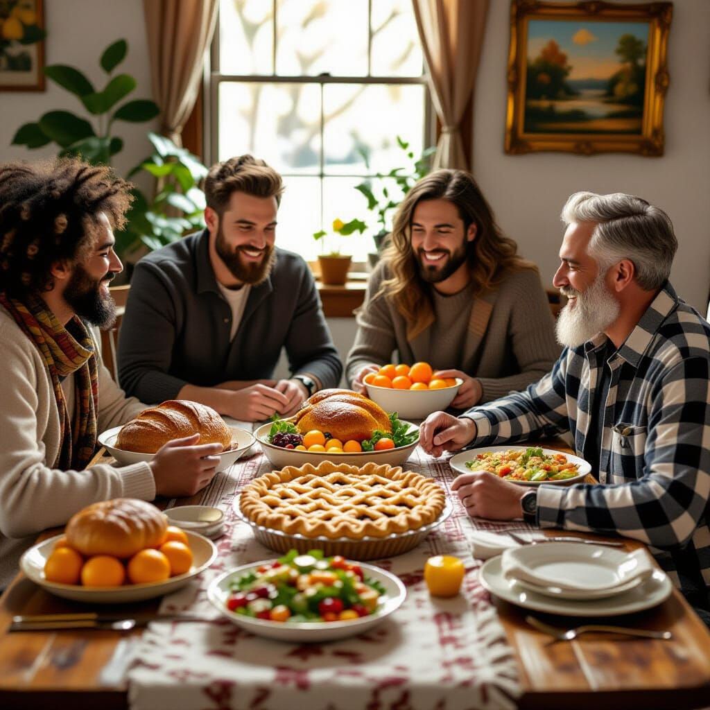 Chosen Family Shares Thanksgiving Feast in Vermeer Style