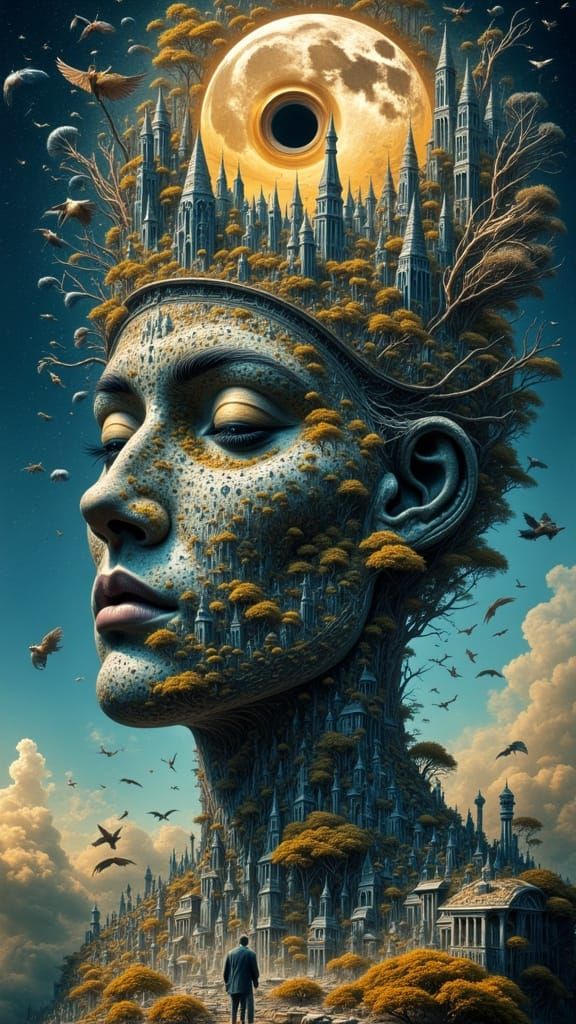 Surreal Melting Clock and Flying Shoes in Avant Garde Digita...