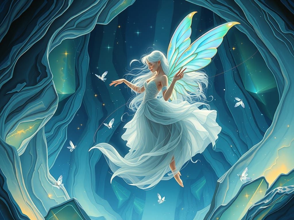 Luminous Fairy in Art Nouveau-Inspired Gown