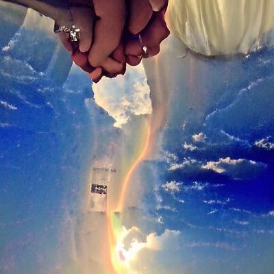 Surreal Sunset in Paradise, in Watercolor Style