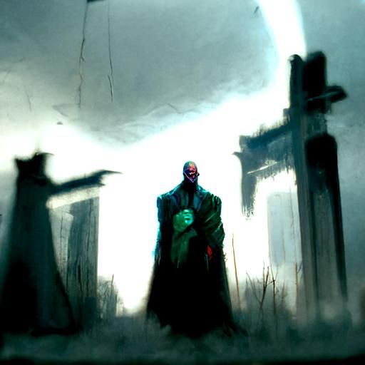Ethereal Warrior in Darkened Landscape