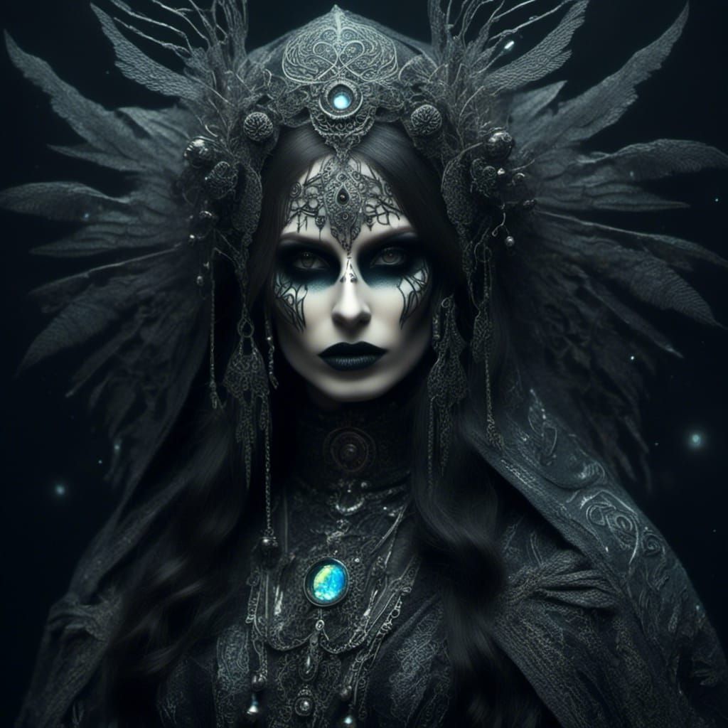 Ethereal Woman in Iridescent Enemble with Glowing Accents